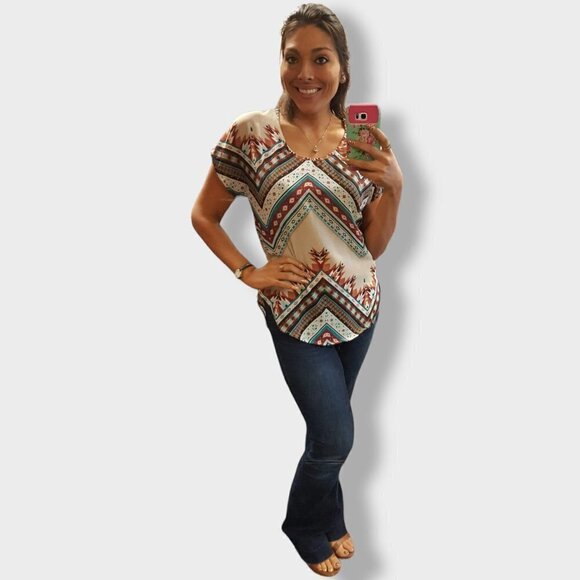 LIVE 4 Truth Bohemian Tribal Sheer Tunic Top Size S - Picture 8 of 8